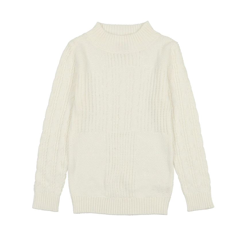 Split Style Knit Mao Collar Crew Fit Sweater