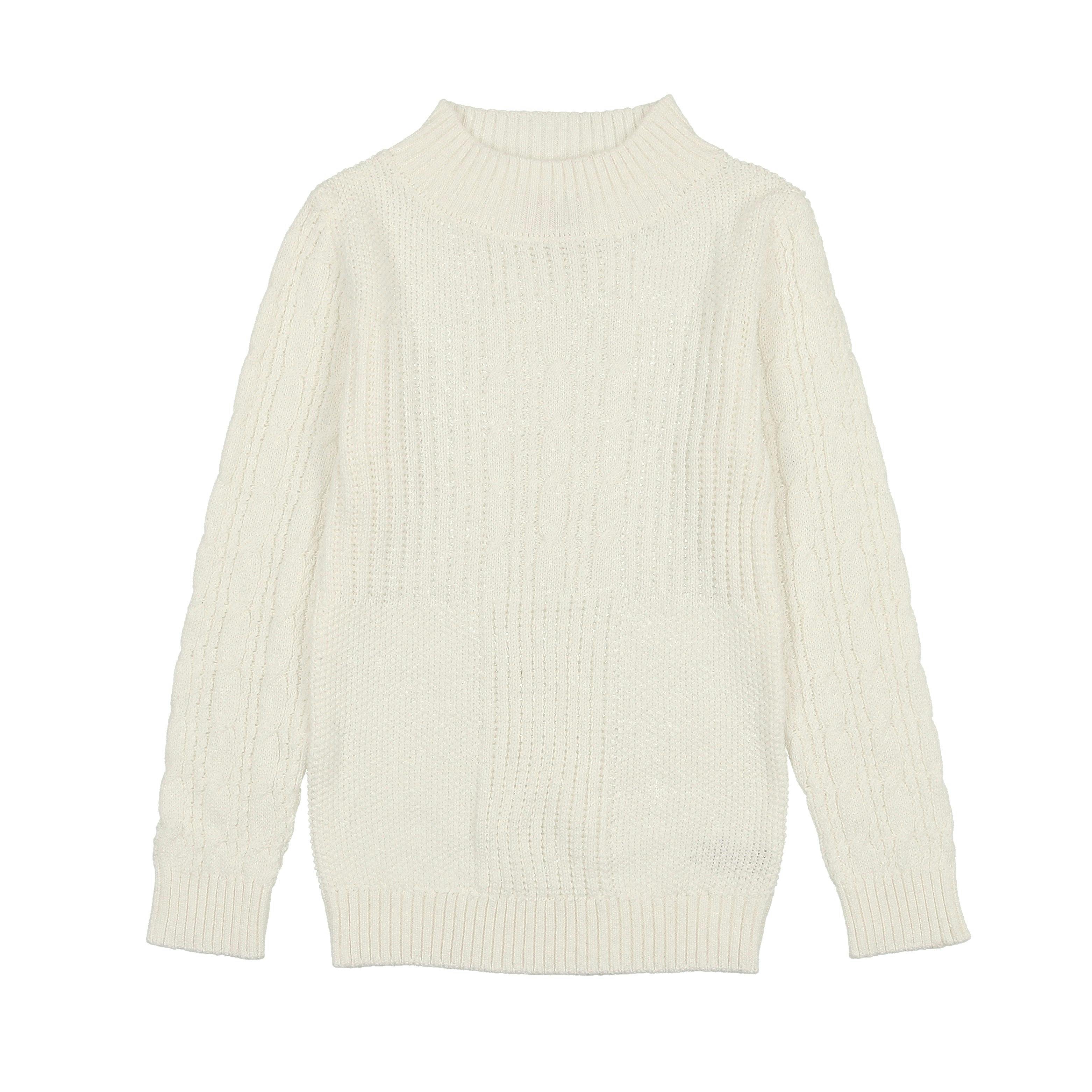 Split Style Knit Mao Collar Crew Fit Sweater