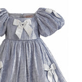 Blue Clarissa Bow Party Dress