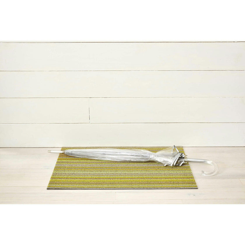 Skinny Stripe Shag Floor Mat, Citron