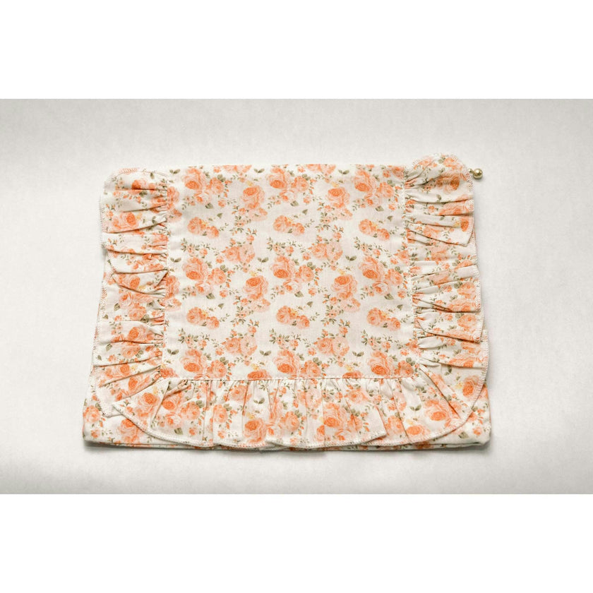 Coral Petal Blooms Timeless Floral Ruffle Zipper Pouch