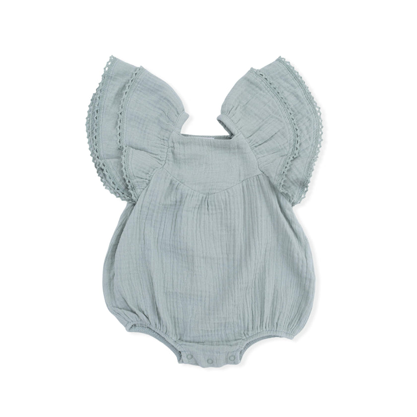 Solid Muslin Jadeite - V-Neck Bubble