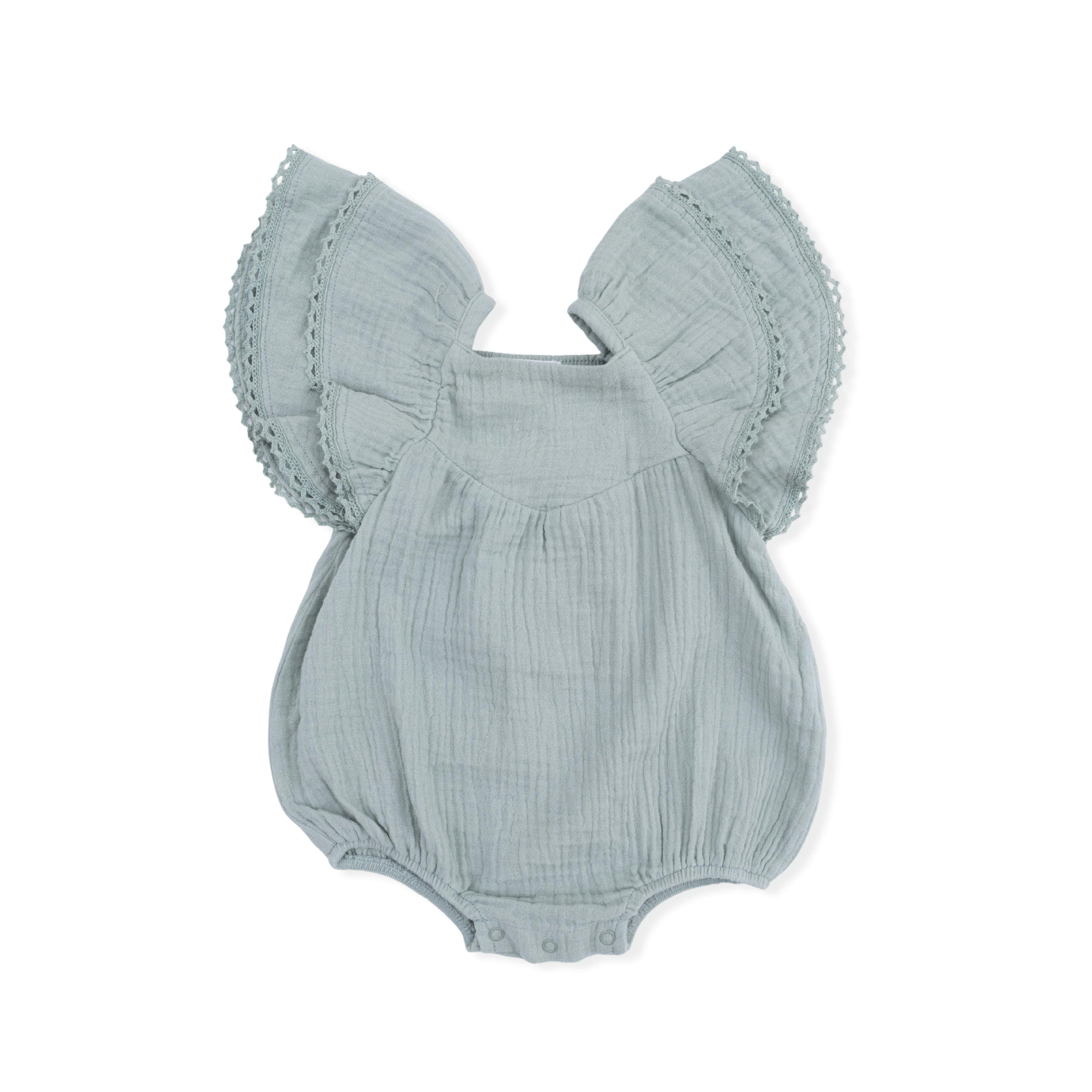 Solid Muslin Jadeite - V-Neck Bubble