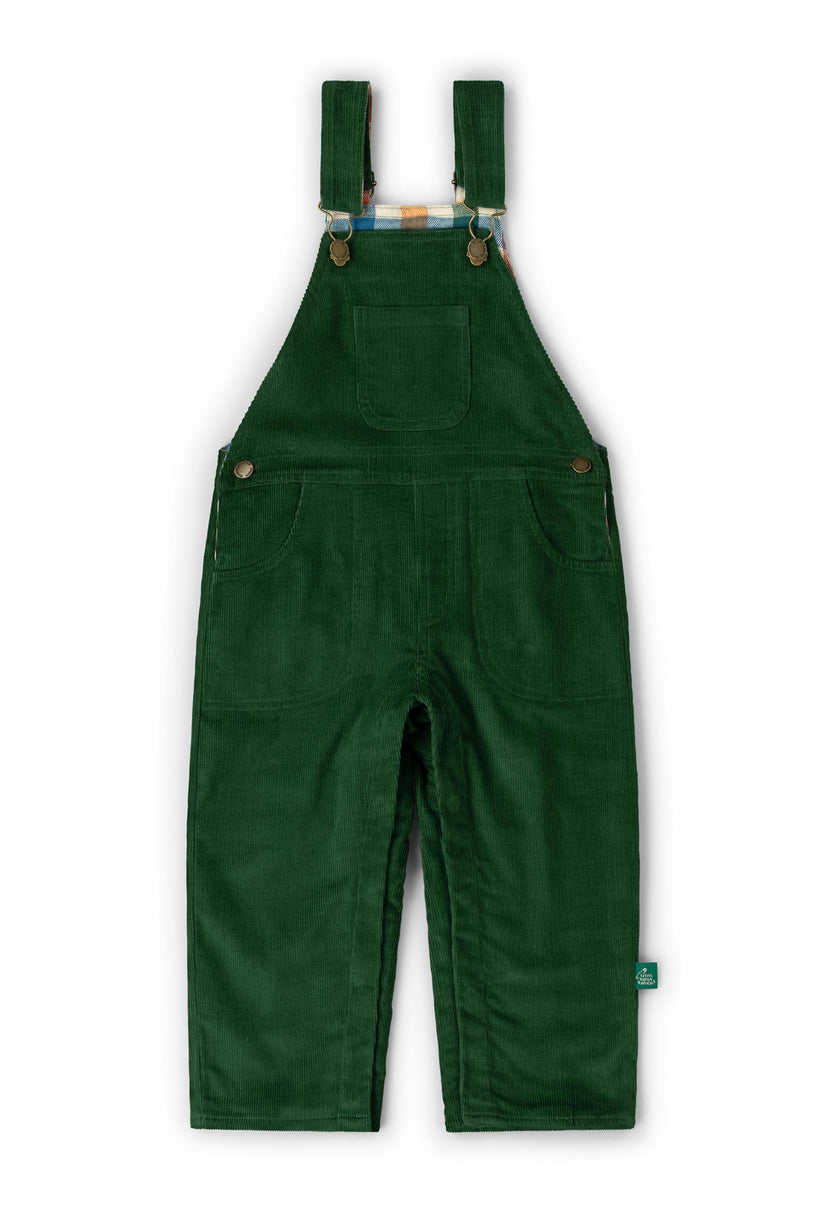Olive Green Lined Corduroy Dungarees, Green