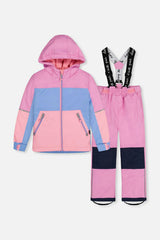 Light Weight Two Piece Chill Snowsuit Pink Blue and Mauve