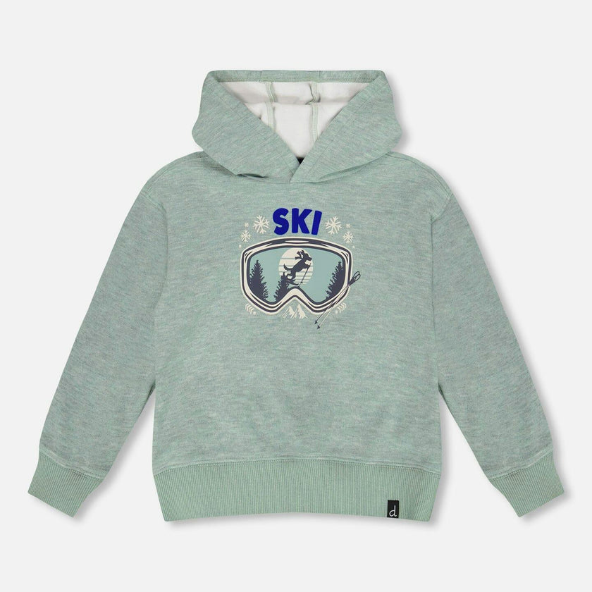 Super Soft Hooded Brushed Jersey Sweatshirt with Graphic Print Green
