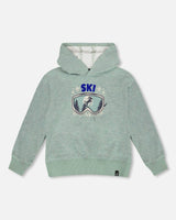 Super Soft Hooded Brushed Jersey Sweatshirt with Graphic Print Green