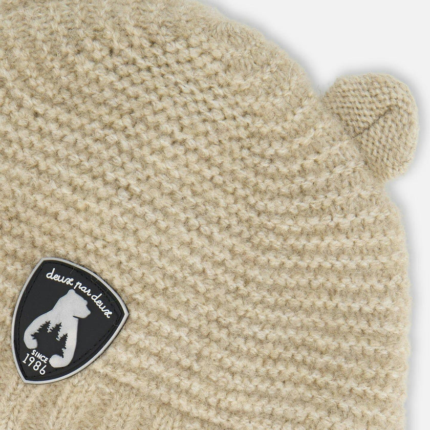 Knit Hat With Ears Beige