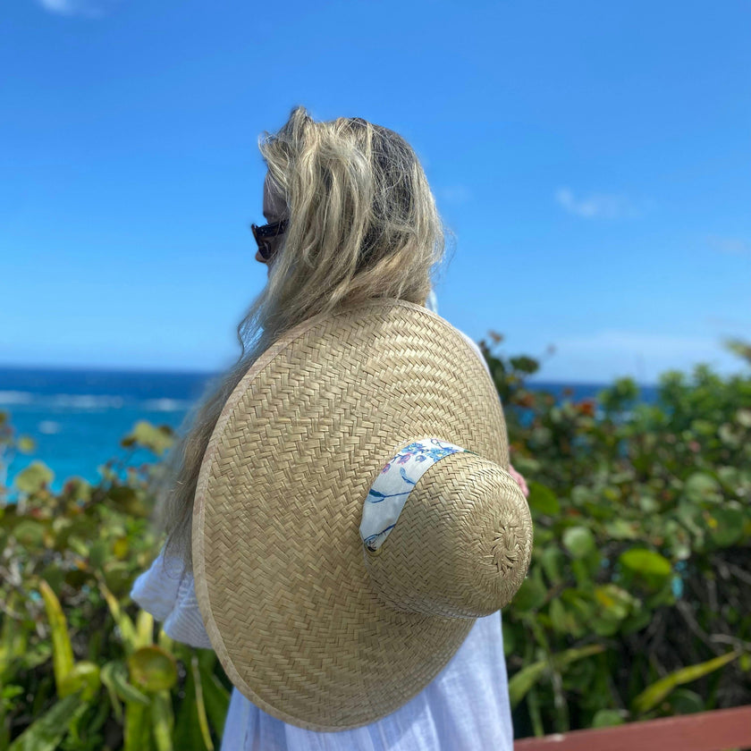 Geranium Sun Hat - Pastel Floral Hat Scarf