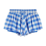Tween Girls Athletic Short | Blue Gingham