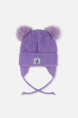 Winter Knit Hat With Ears Violet