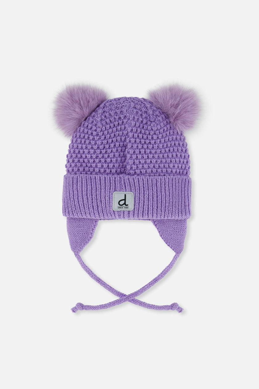 Winter Knit Hat With Ears Violet