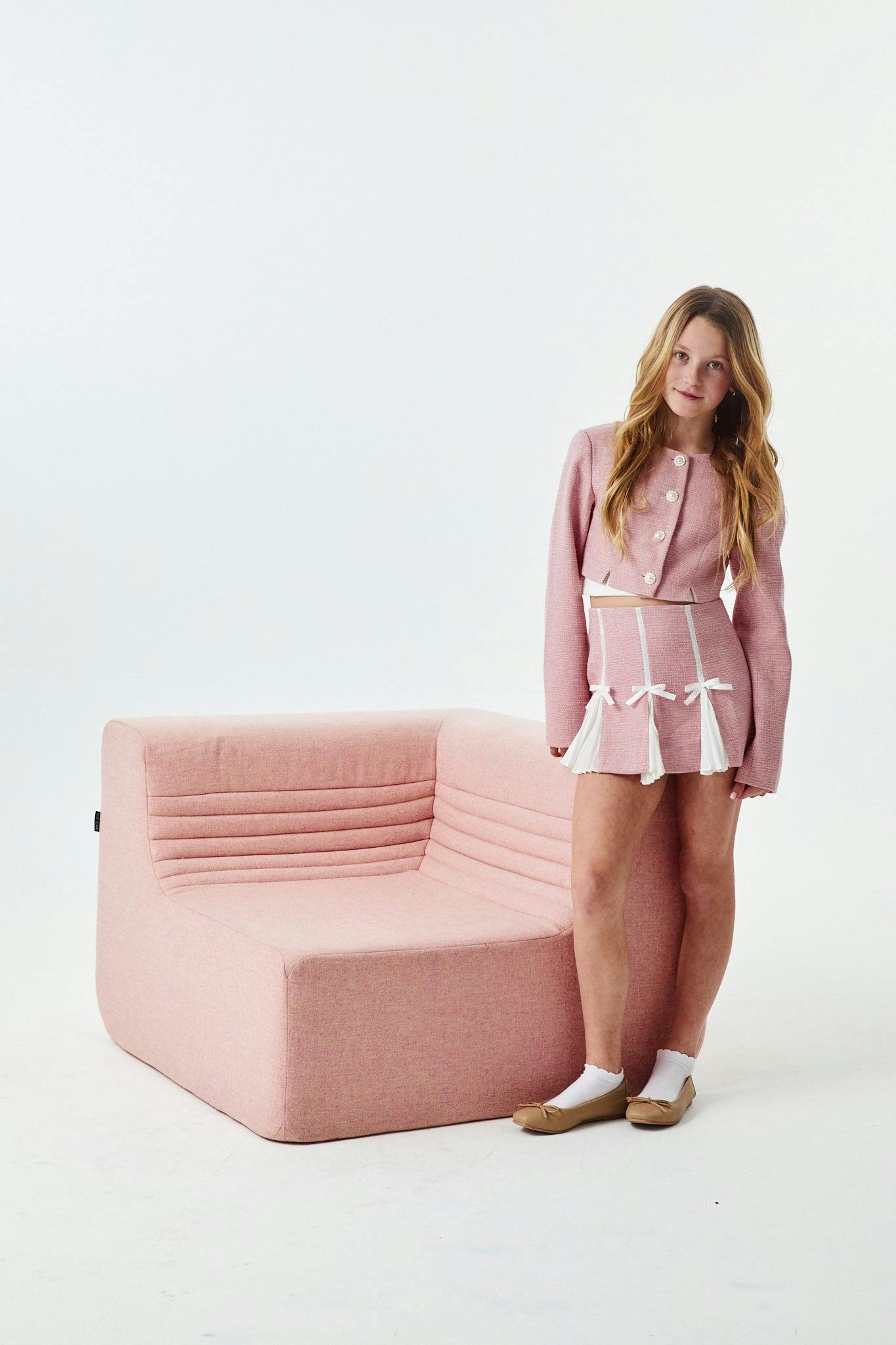 Leah Pink Tweed Two Piece Set