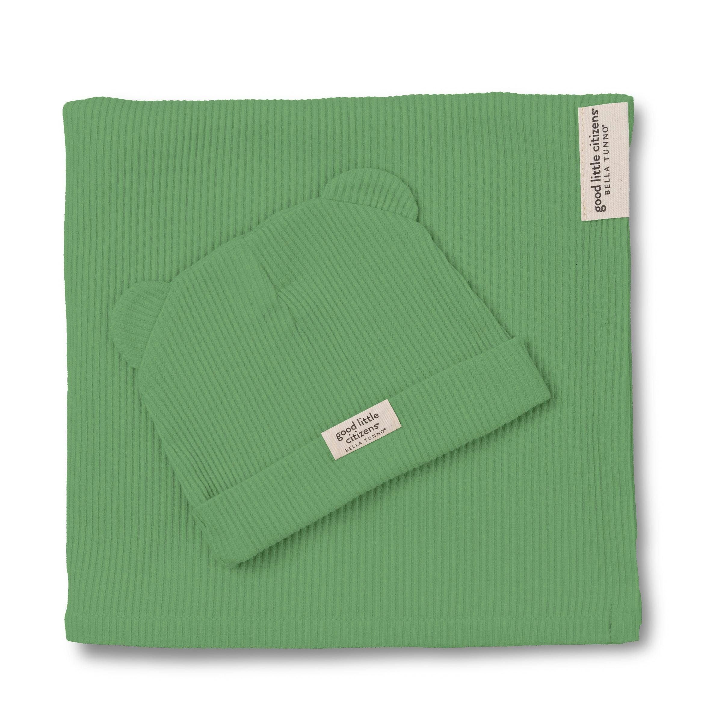 Rib Swaddle & Beanie Set Sea Foam