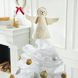 Handmade Cat Angel Felt Christmas Tree Topper Cream Arcadia Home
