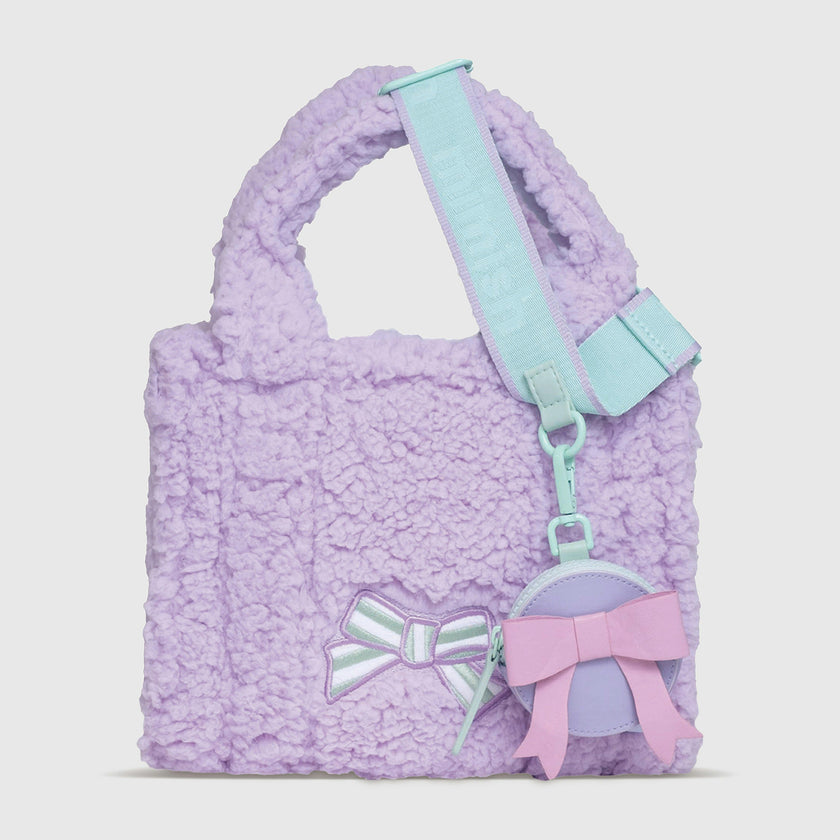 Sherpa Tote Bag – Cozy, Colorful & Convertible with Matching Coin Purse, Bows