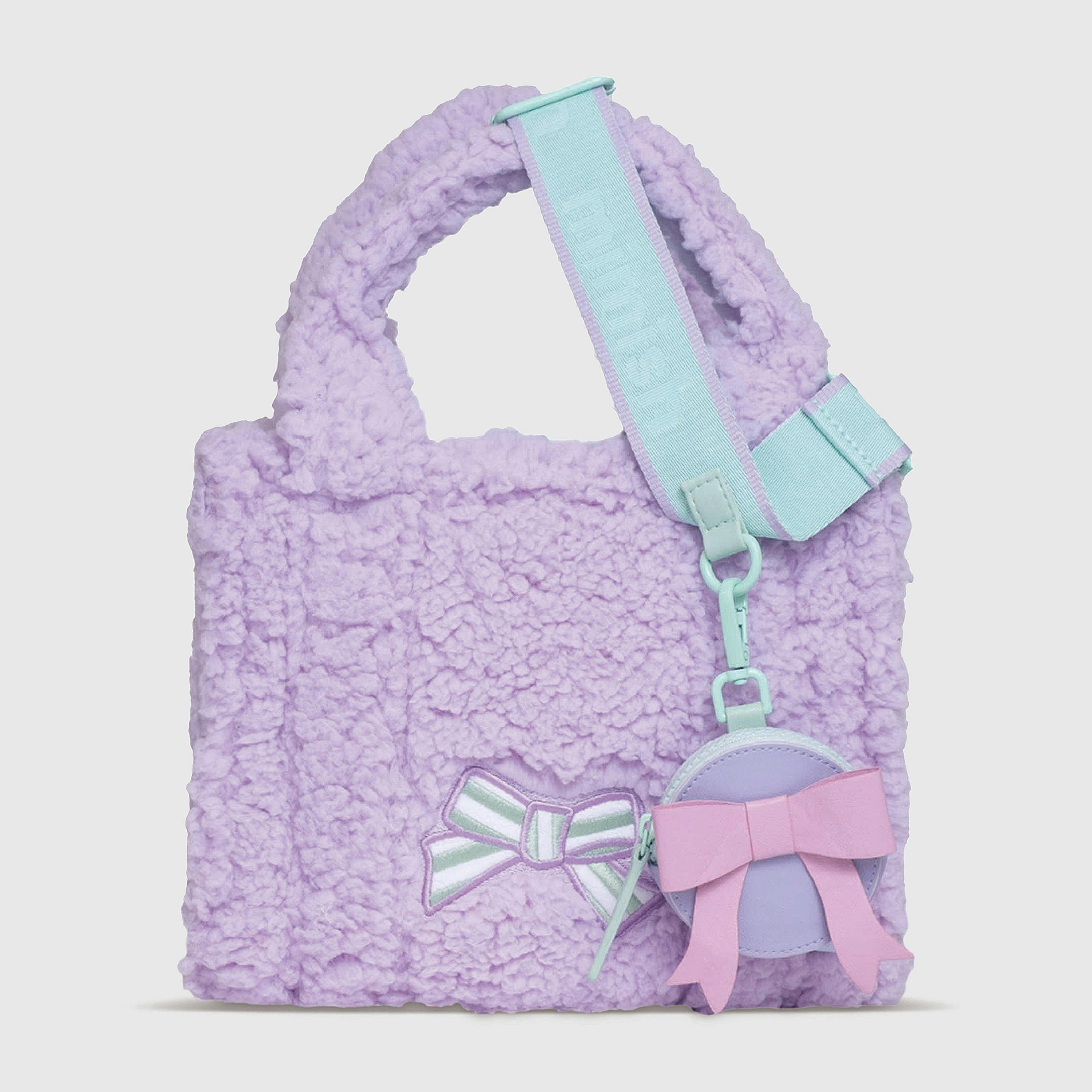 Sherpa Tote Bag – Cozy, Colorful & Convertible with Matching Coin Purse, Bows