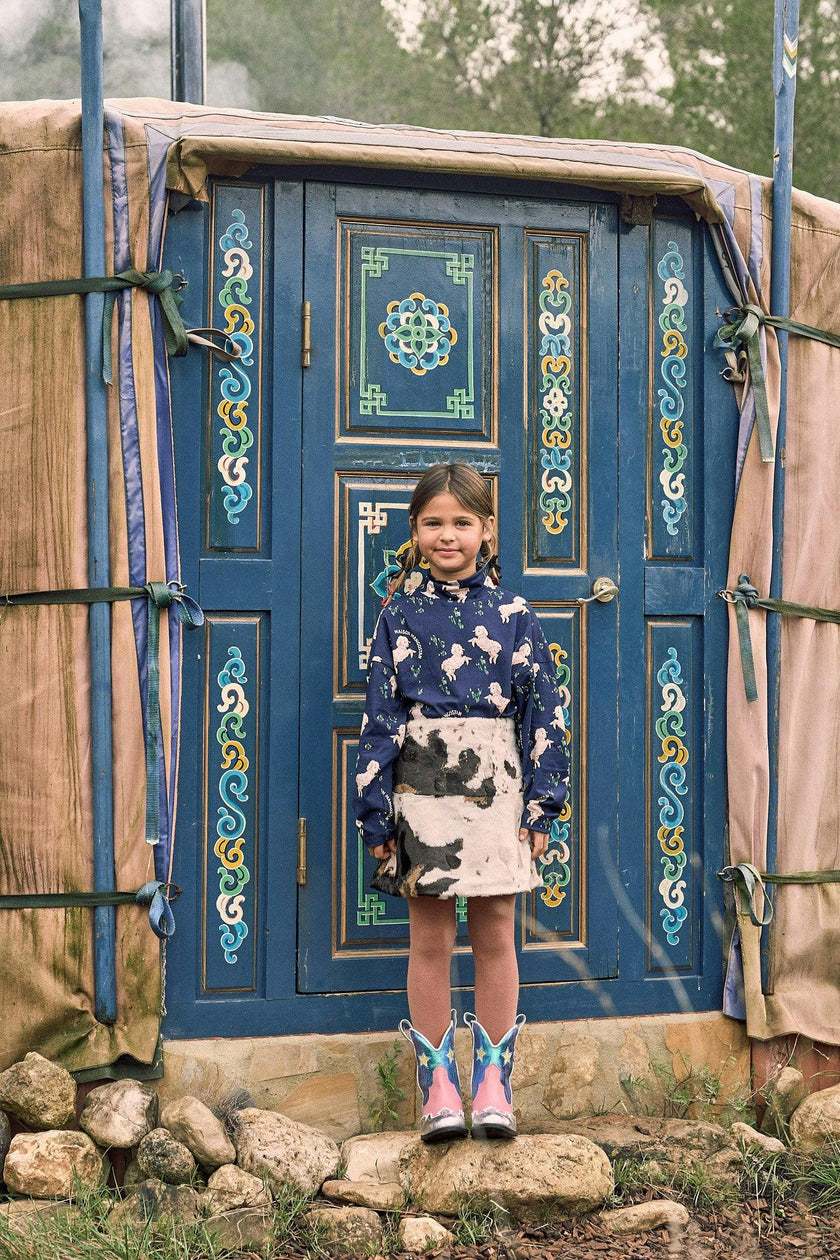 COW FUR SKIRT BEIGE