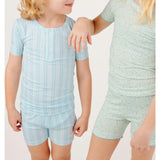 Unisex Pima Striped Shirt & Short Pajamas Set