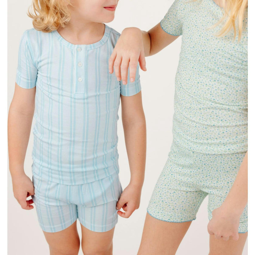 Unisex Pima Striped Shirt & Short Pajamas Set