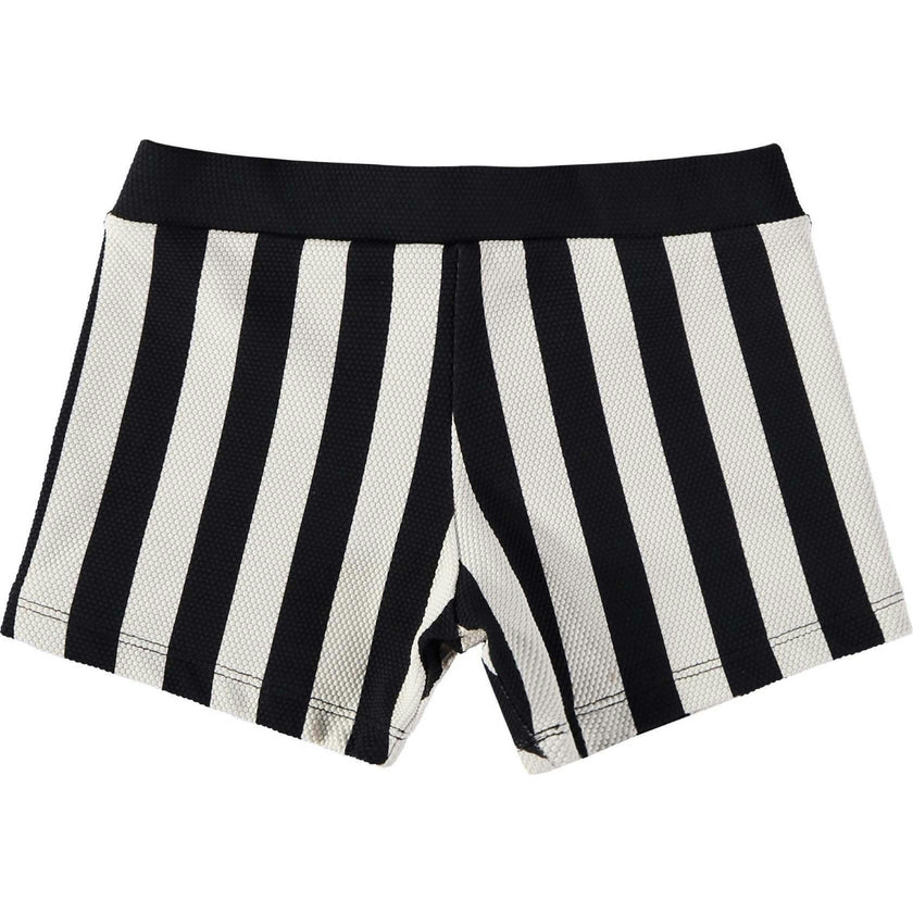 Black Striped Bathing Shorts