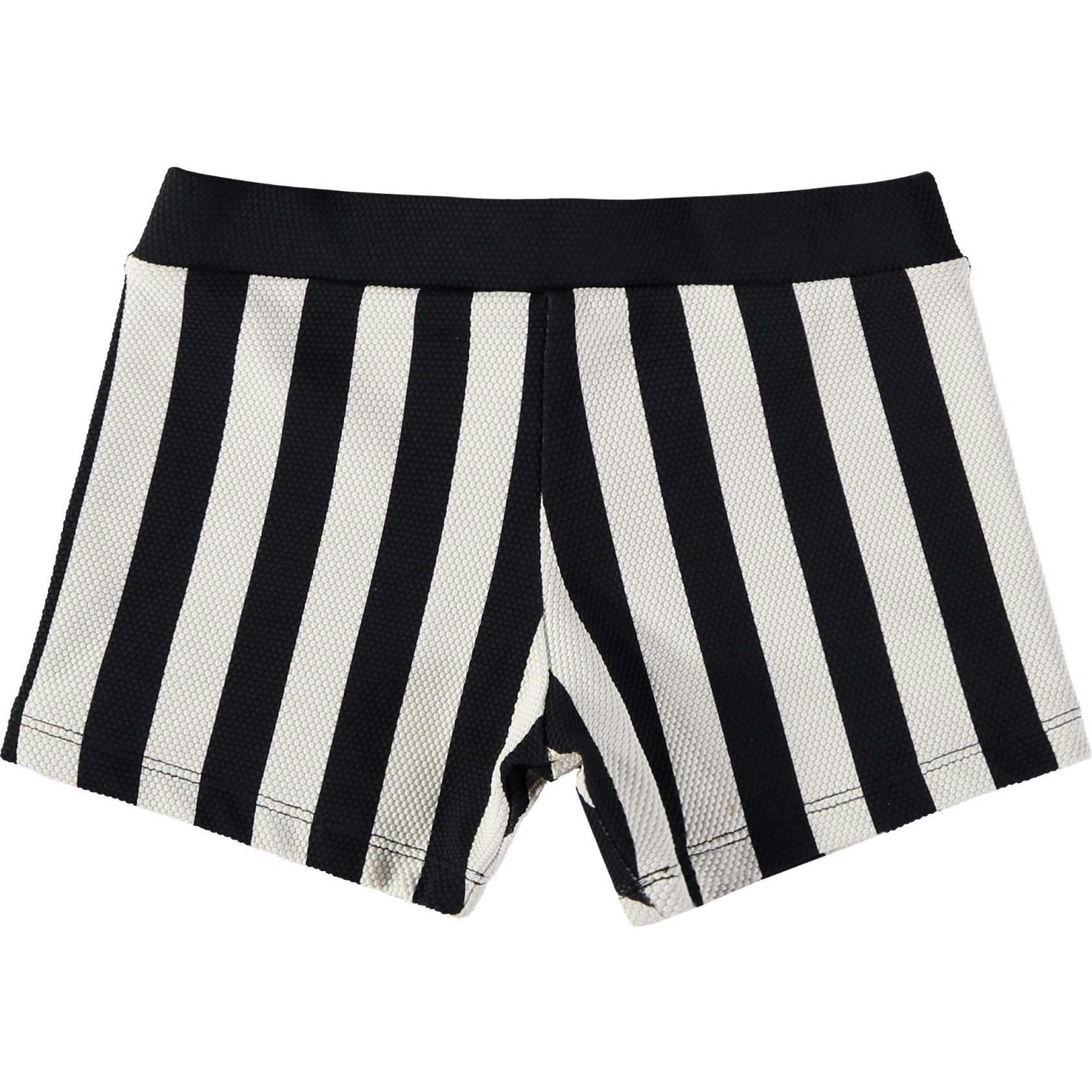 Black Striped Bathing Shorts