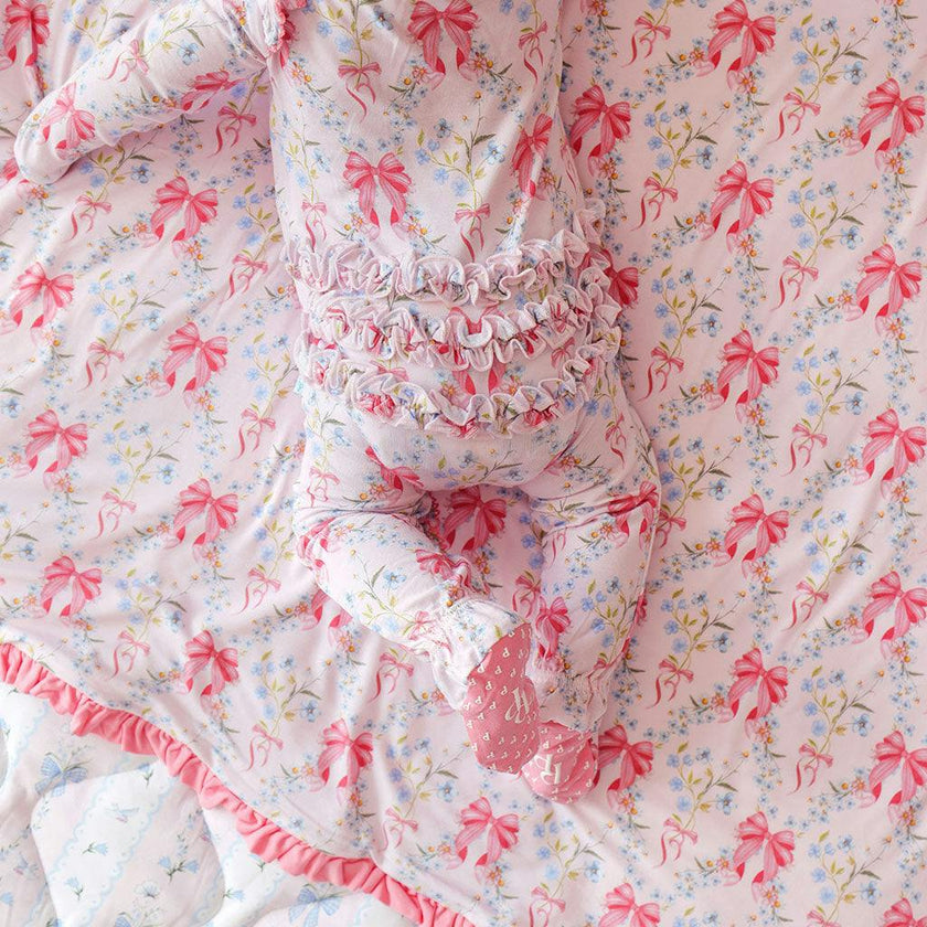 Harriet Picot Footie Ruffled Zippered One Piece