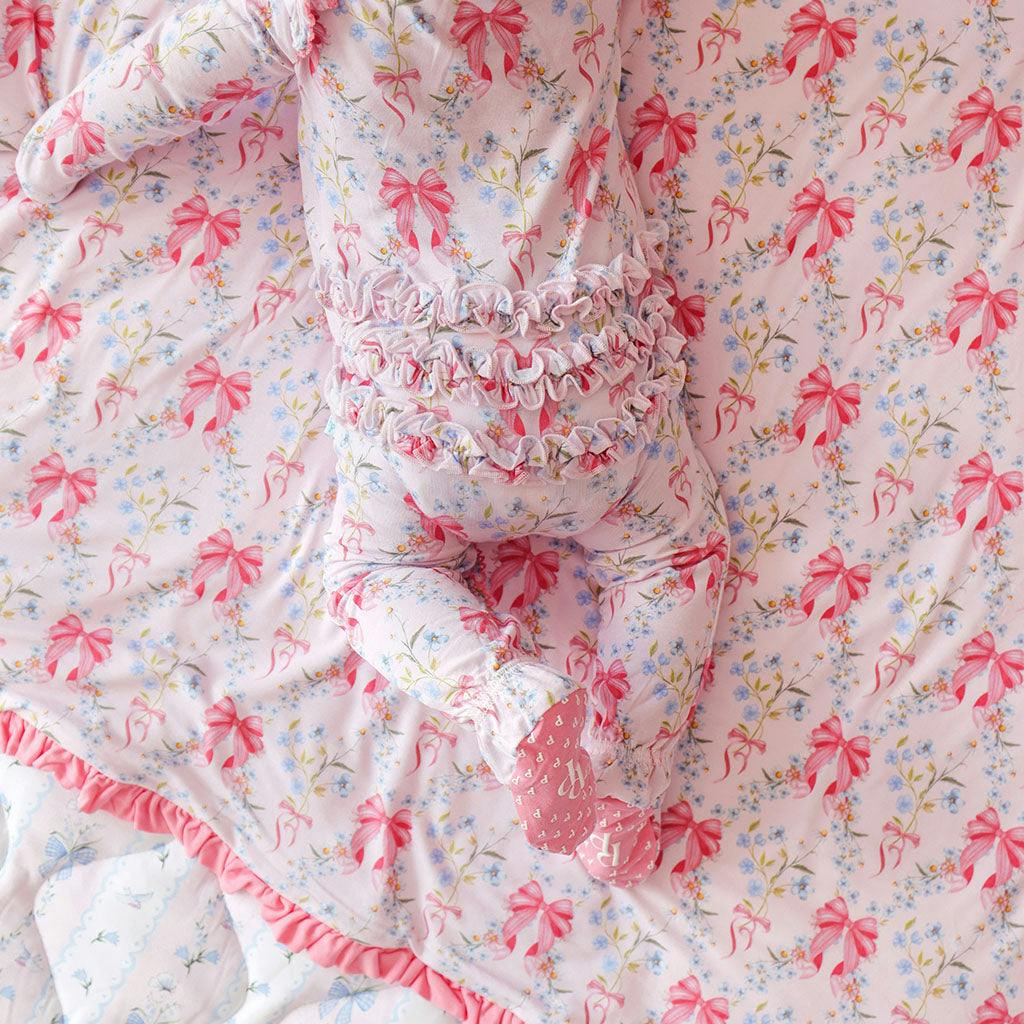 Harriet Picot Footie Ruffled Zippered One Piece