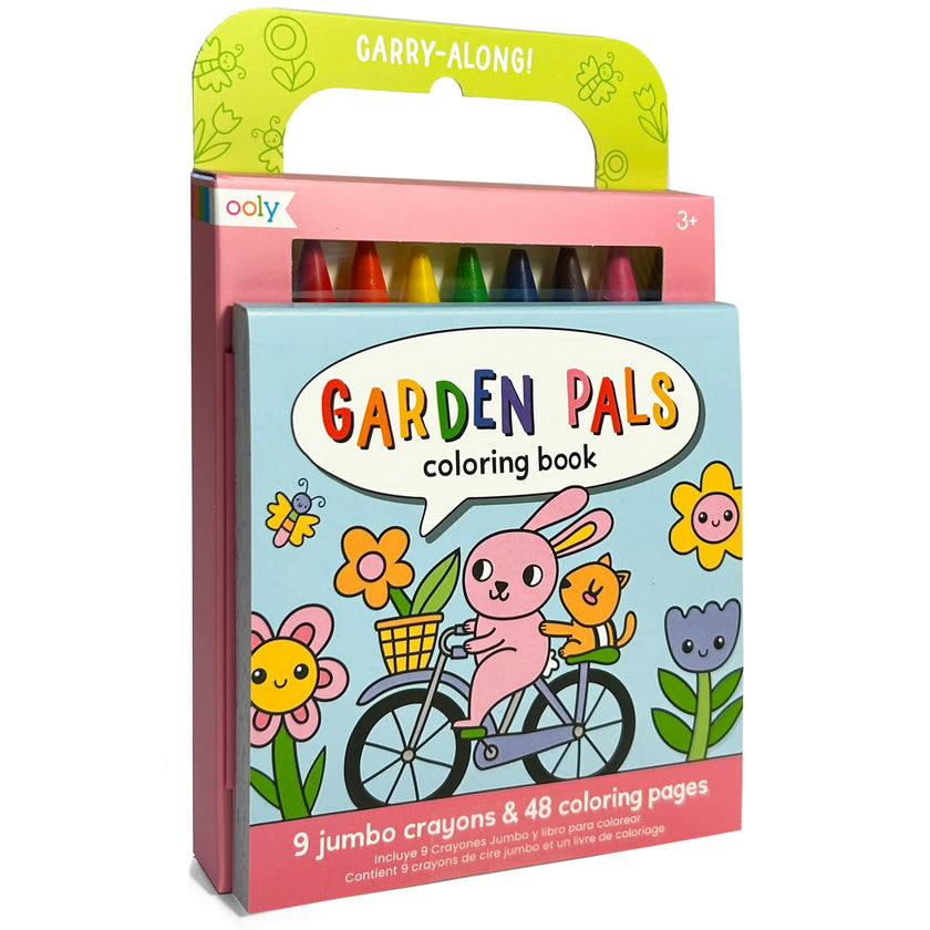 Carry Along! Coloring Book and Crayon Set - Garden Pals - Set of 9 Crayons