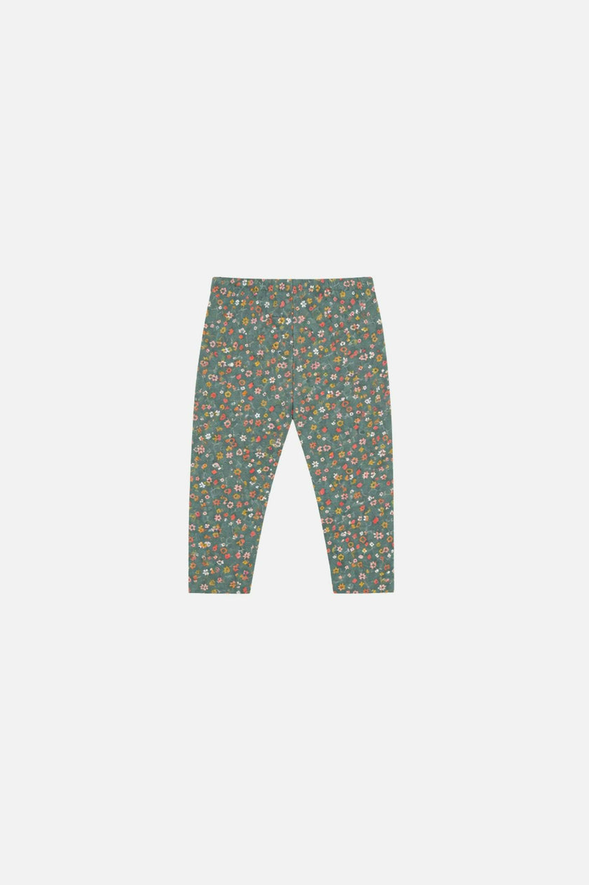 Baby Organic Cotton Leggings Green Floral Print