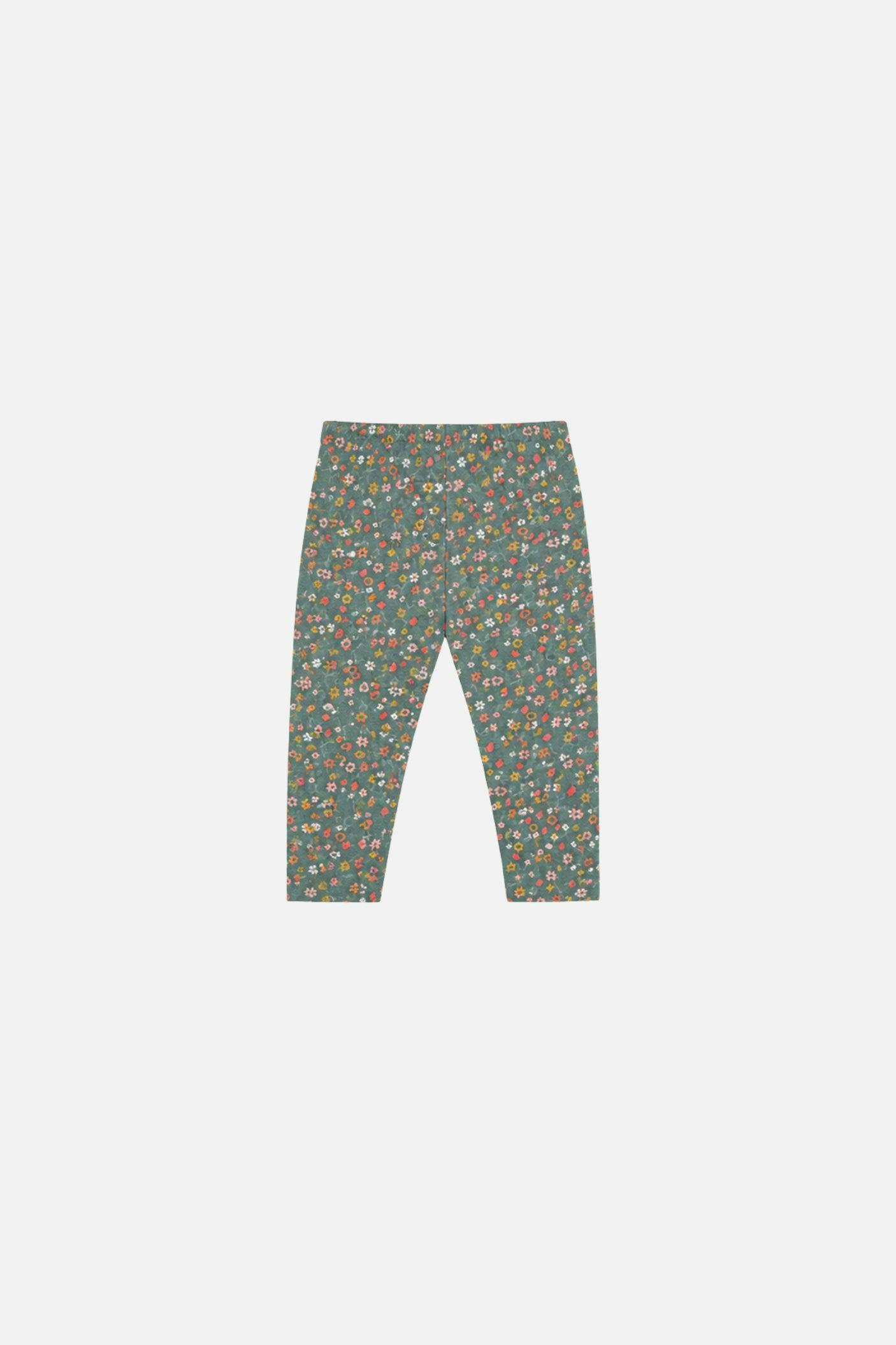 Baby Organic Cotton Leggings Green Floral Print