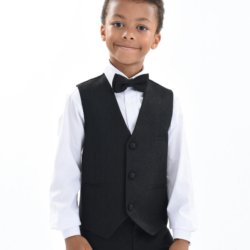 Black Print Vest & Bowtie