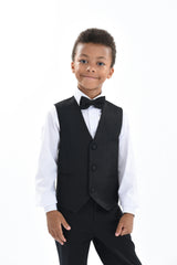 Black Print Vest & Bowtie