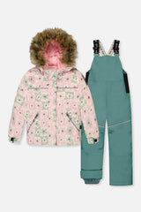 Two Piece Discover Snowsuit White With Retro Pink Print