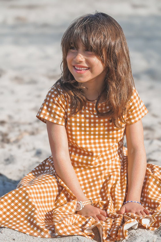 Sweetheart Twirl Dress | Organic Cotton Jersey - Sienna Gingham