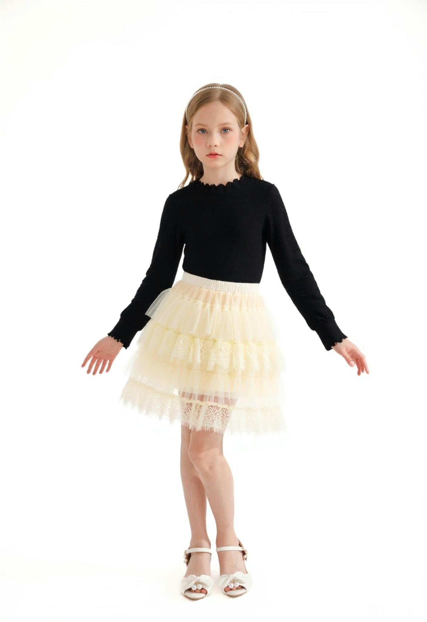 Black Knit Top with Tulle Skirt