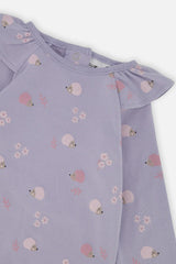 Organic Cotton Tunic And Legging Set Purple Hedgehog Print