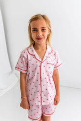 Cherries Girls Pima Cotton Short Pajama Set