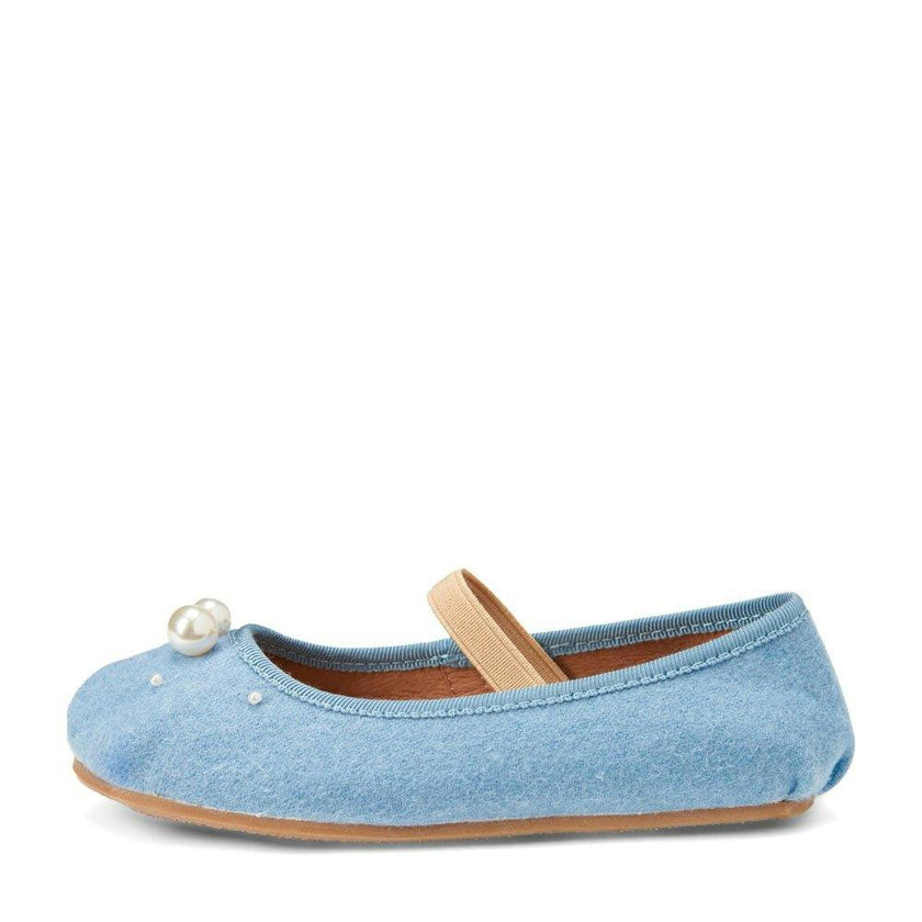 Zelda Wool & Faux Pearls Elastic Strap Ballerina Shoes