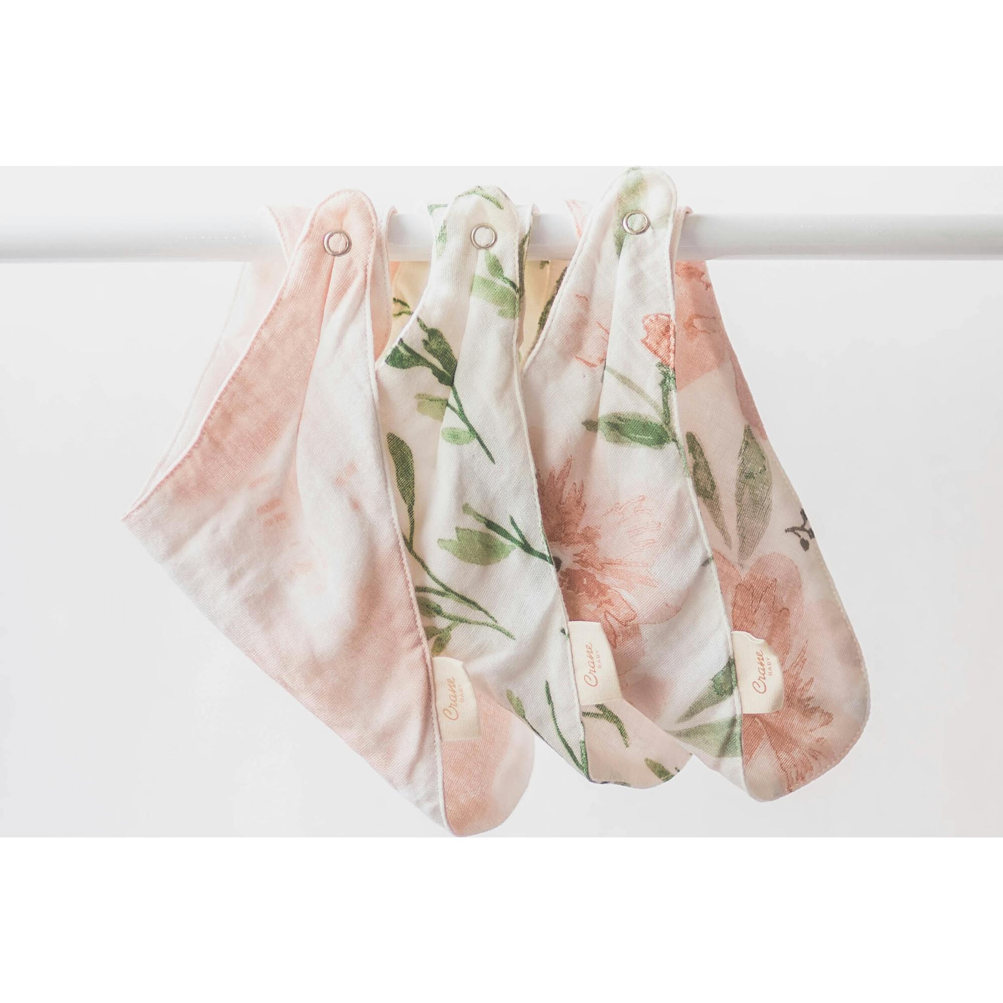 Parker 3-pc. Muslin Baby Bib Set (Pink Floral)