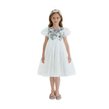 White Sequin Floral Bodice Dress