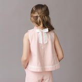 Organic Ruffle Neck Seersucker Top