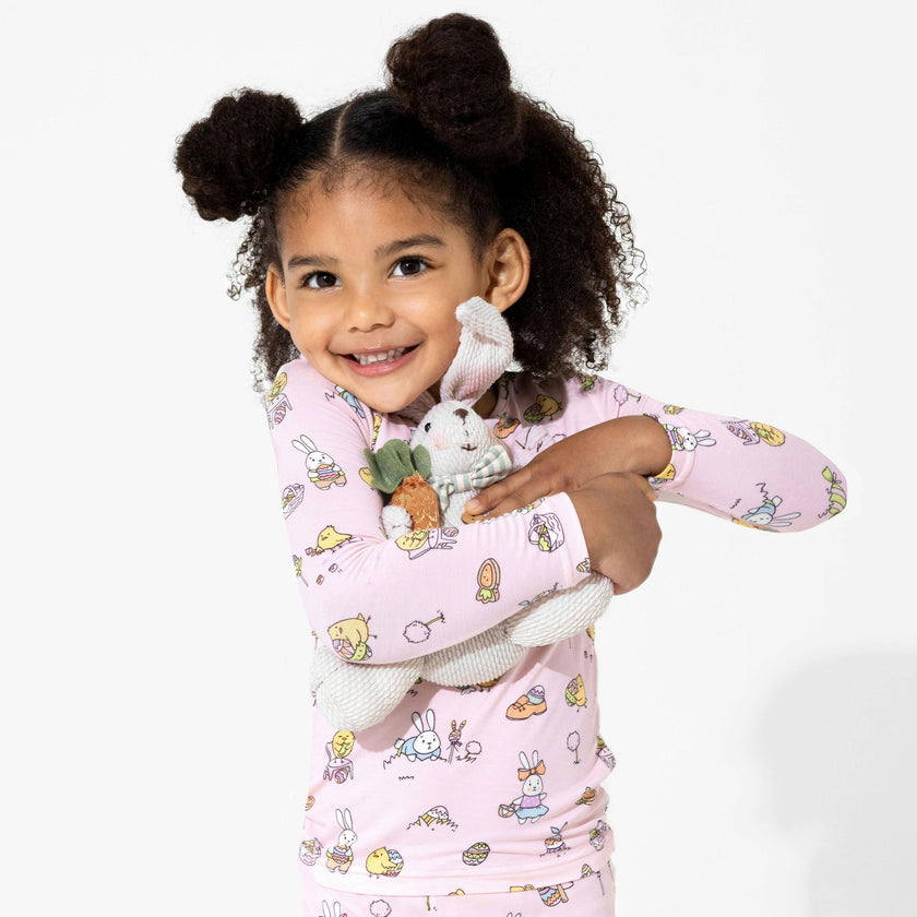 Easter Bunny Pink Bamboo Kids Pajamas