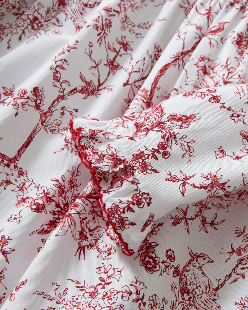 Girl's Twill Eloise Nightgown in Red Timeless Toile