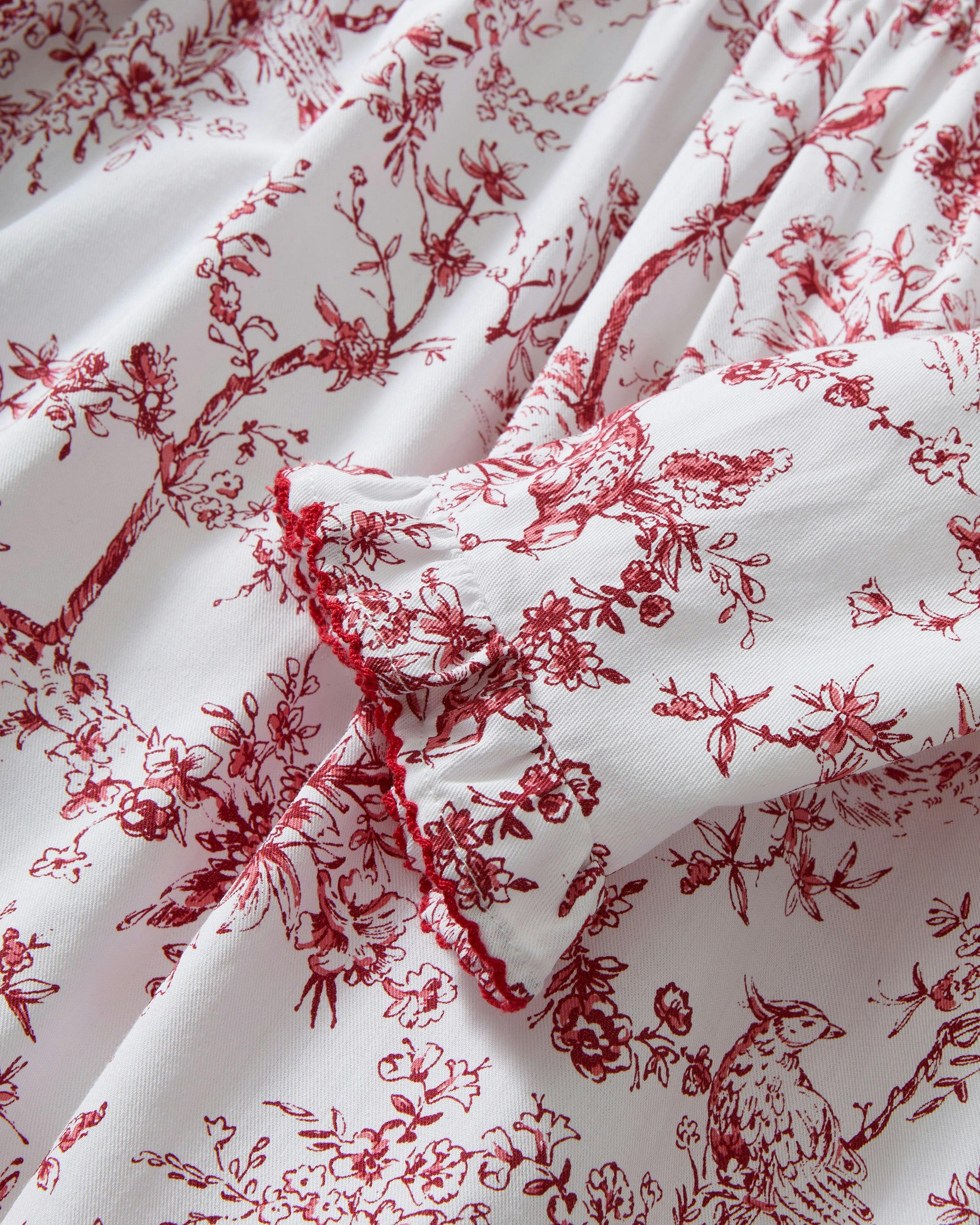 Girl's Twill Eloise Nightgown in Red Timeless Toile