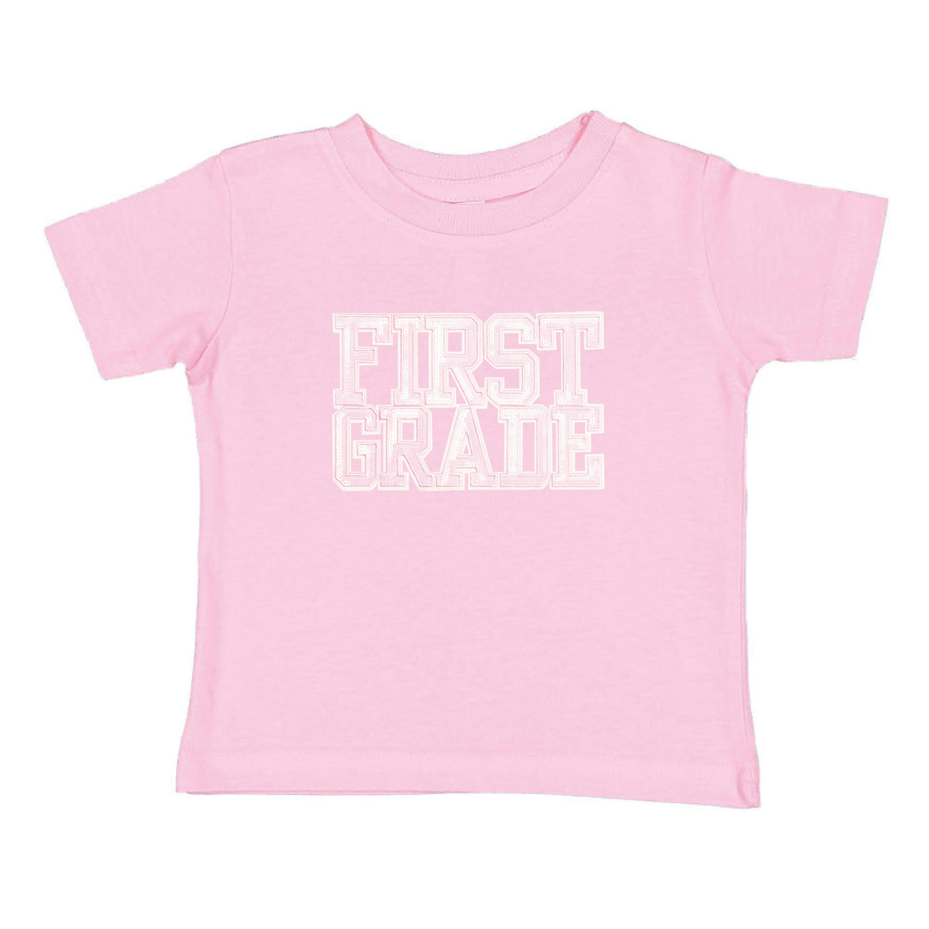 First Grade Sequin Patch Short Sleeve T-Shirt