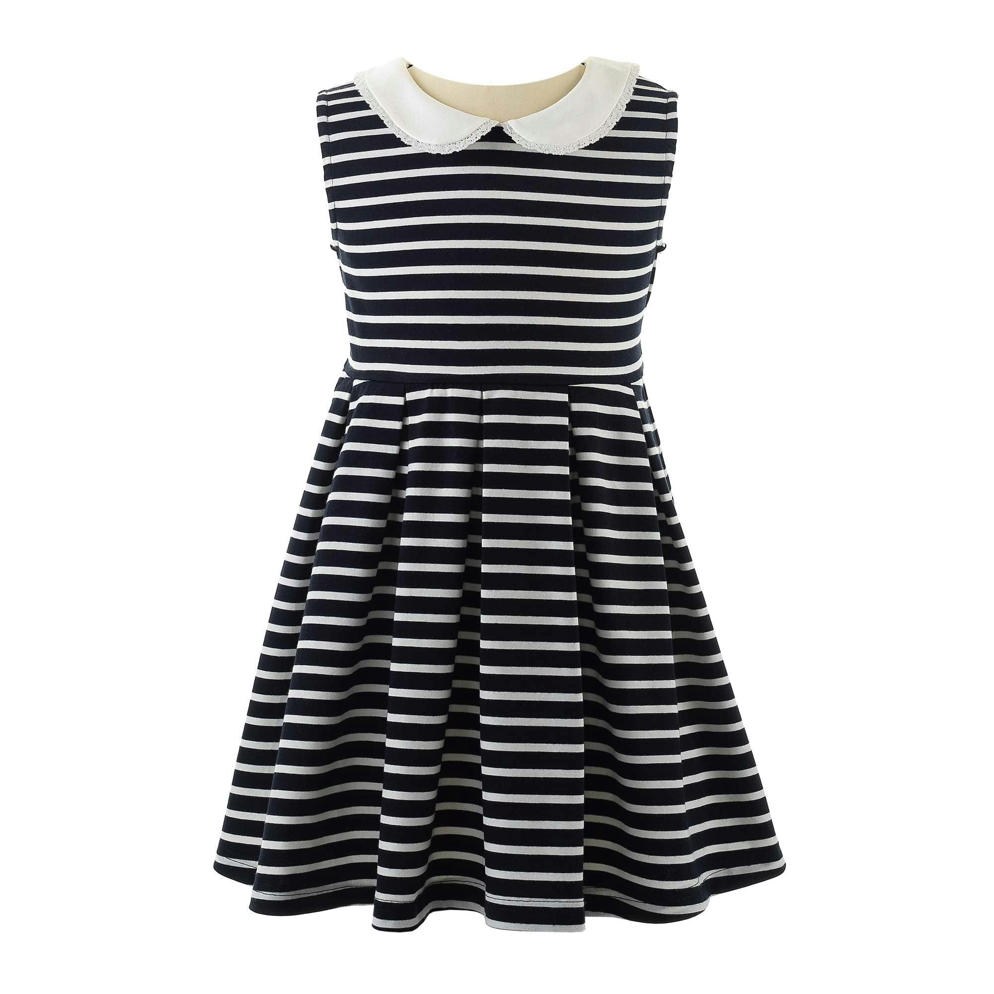 Breton Striped Contrast Collar Jersey Dress