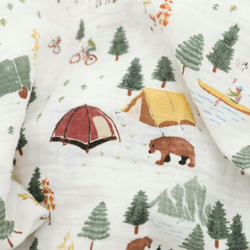 Organic Cotton Muslin Swaddle Blanket 2 Pack - Alpine Adventure