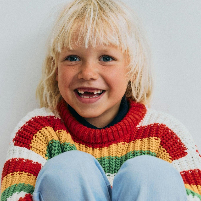 Lantana Jumper Tulip Red Knit Stripes