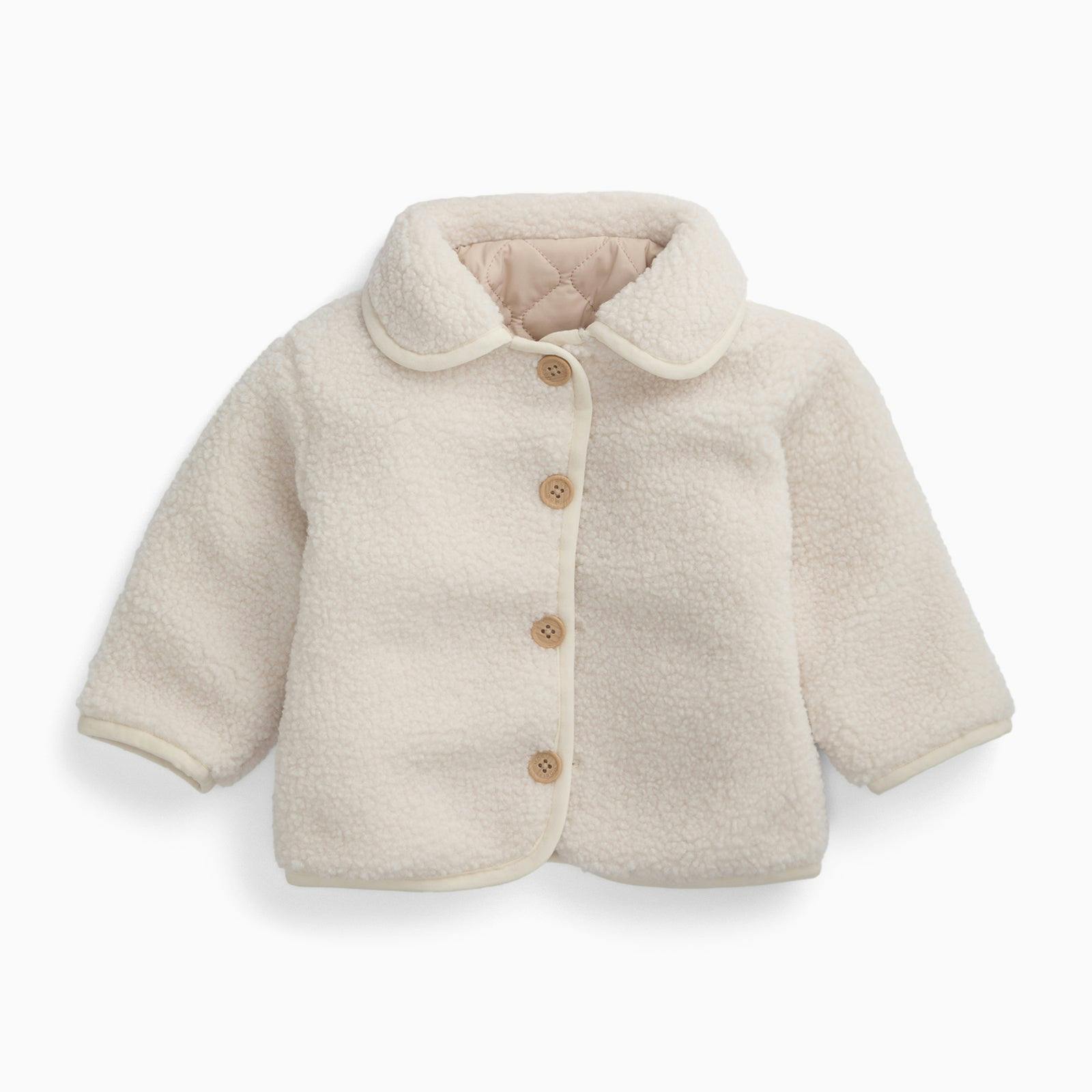 Reversible Recycled Borg Jacket - Taupe & Ecru